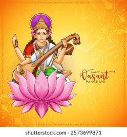 Happy Vasant Panchami religious Indian festival card background vector