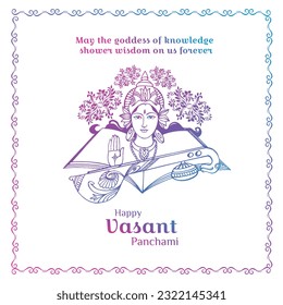Happy Vasant Panchami. Saraswati Puja. Indian Goddess Clip Art Abstract Colorful Vector Design