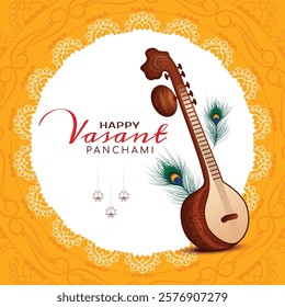 Happy Vasant Panchami traditional festival celebration background design vector