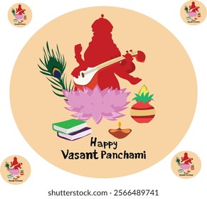 happy vasant panchami vector illustration. Good for banner, poster, greeting card, party card, invitation, template, advertising, campaign, and social media.
