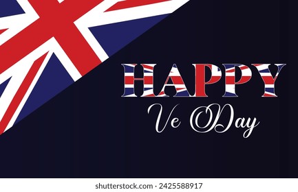 Happy Ve Day Text With Flag And Blue Radient Background Design