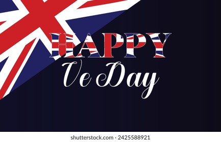 Happy Ve Day Text With Flag And Blue Radient Background Design