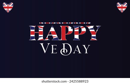 Happy Ve Day Text With Flag And Blue Radient Background Design