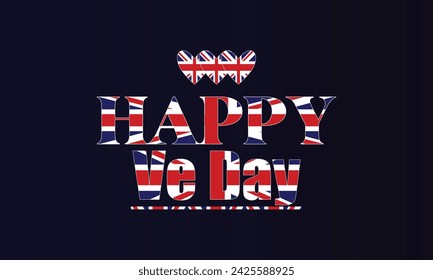 Happy Ve Day Text With Flag And Blue Radient Background Design