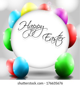 Happy Vector Background with Colorful Eggs