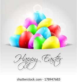 Happy Vector Background with Colorful Eggs in Pocket and place for your text