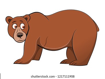 Happy vector bear. Illustration of cartoon animal. Beautiful bear for kids.