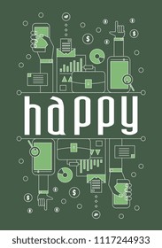 happy, vector beautiful greeting card or label with 
business theme.