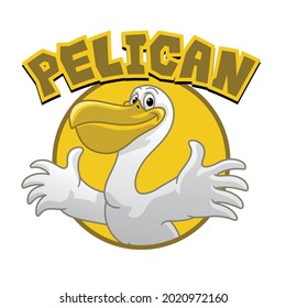 Happy vector cartoon pelican character