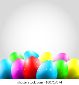 Happy Vector Easter  Background with Colorful Eggs and place for your text