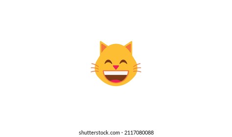 Happy vector emoticon cat. greening face cat emoji.