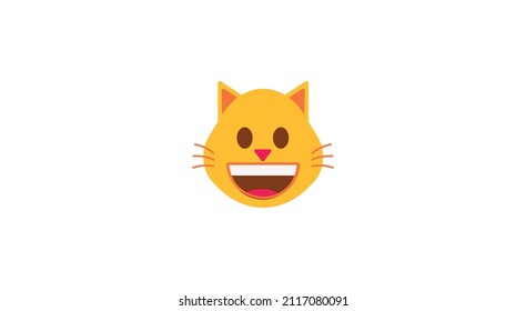 Happy vector emoticon cat. greening face cat emoji.