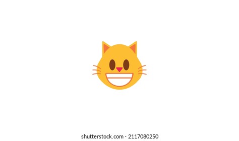 Happy vector emoticon cat. greening face cat emoji.