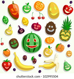 Happy vector fruit faces