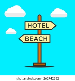 Happy vector graphic minimal icon of a directional signs in vibrant colors