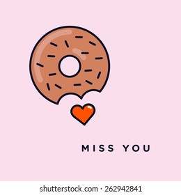 Happy vector graphic minimal icon of a donut in vibrant colors