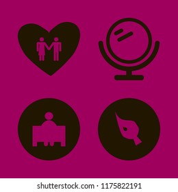 happy vector icons set. with mirror, brush, teacher and man woman love in set