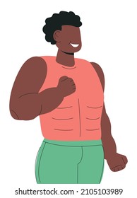 Happy vector. OK sign, super symbol. Good luck, good mind, smiling african man.