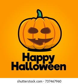 Happy Vector Pumpkin for Halloween. Funny Pumpkin Cartoon.