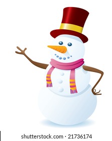 Happy Vector Snowman On White Background. Christmas Series.