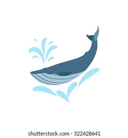 Happy vector whale illustration isolated on a white background background