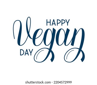 Feliz Vegan Day vectorial de texto. Grabación manuscrita para el Día Mundial del Vego.	