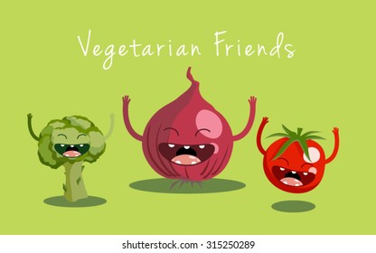 Happy vegetable characters icon set vector illustration