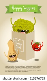 Happy vegetable characters icon set vector illustration