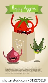 Happy vegetable characters icon set vector illustration