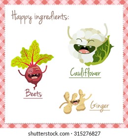 Happy vegetable characters icon set vector illustration