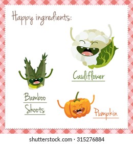 Happy vegetable characters icon set vector illustration