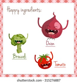Happy vegetable characters icon set vector illustration