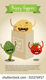Happy vegetable characters icon set vector illustration