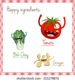 Happy vegetable characters icon set vector illustration