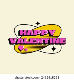 Happy velentine lettering logo retro vector perfect for sticker design