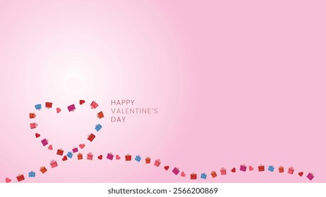 Happy Velentine's Day background  with gifts boxes and love icon suit for web poster, flyer, stylish brochure, greeting card, cover, wallpaper