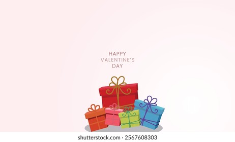 Happy Velentine's Day background  with gifts boxes icon suit for web poster, flyer, stylish brochure, greeting card, cover, wallpaper  