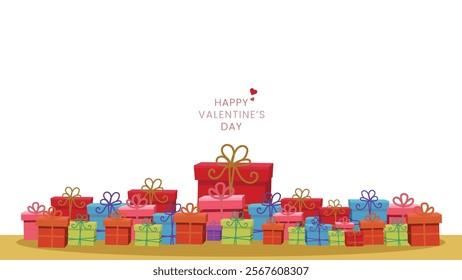 Happy Velentine's Day background  with gifts boxes icon suit for web poster, flyer, stylish brochure, greeting card, cover, wallpaper  