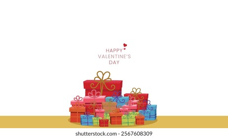 Happy Velentine's Day background  with gifts boxes icon suit for web poster, flyer, stylish brochure, greeting card, cover, wallpaper  