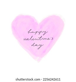 Happy Velentine's Day. Simple Romantic Vector Illustration with Big Pink Heart and Handwritten Wishes. Hand Drawn Print with Love Symbol isolated on a White Background ideal for Card, Greeting.  - Shutterstock ID 2256242611