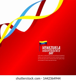 Happy Venezuela Independence Day Celebration, ribbon banner, poster template design illustration