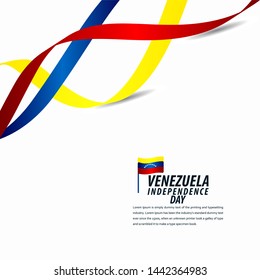 Happy Venezuela Independence Day Celebration, ribbon banner, poster template design illustration