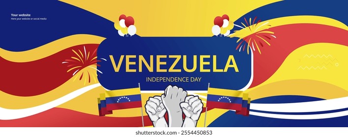 Happy Venezuela Independence Day concept vector background illustration. National Independence Day creative horizontal poster concept.