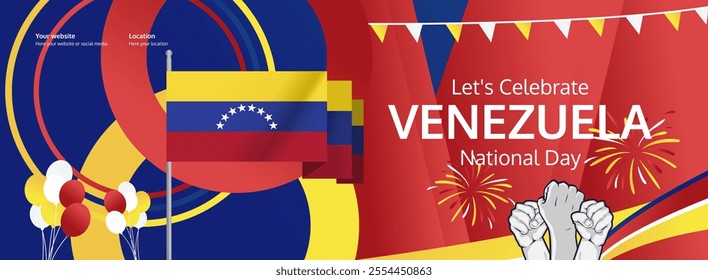 Happy Venezuela Independence Day concept vector background illustration. National Independence Day creative horizontal poster concept.