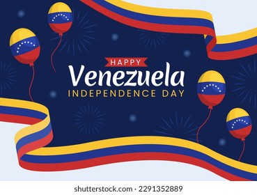 Happy Venezuela Independence Day Vector Illustration on 5 July with Flags, Balloon and Confetti in Memorial Holiday Background Hand Drawn Template