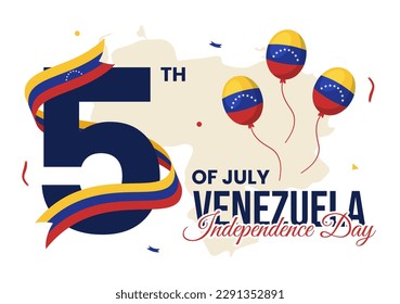 Happy Venezuela Independence Day Vector Illustration on 5 July with Flags, Balloon and Confetti in Memorial Holiday Background Hand Drawn Template