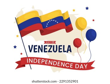 Happy Venezuela Independence Day Vector Illustration on 5 July with Flags, Balloon and Confetti in Memorial Holiday Background Hand Drawn Template