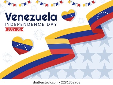 Happy Venezuela Independence Day Vector Illustration on 5 July with Flags, Balloon and Confetti in Memorial Holiday Background Hand Drawn Template