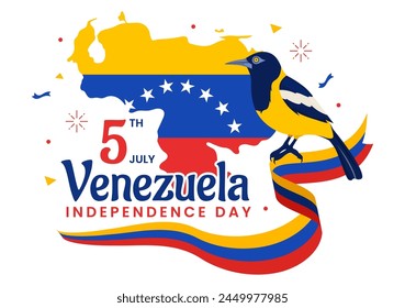 Happy Venezuela Independence Day Vector Illustration on 5 July with Flags, Balloon and Confetti in Memorial Holiday Flat Cartoon Background