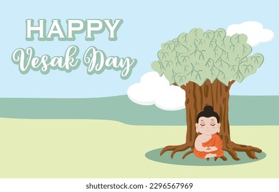 fondo feliz del día de los vesak con monje
